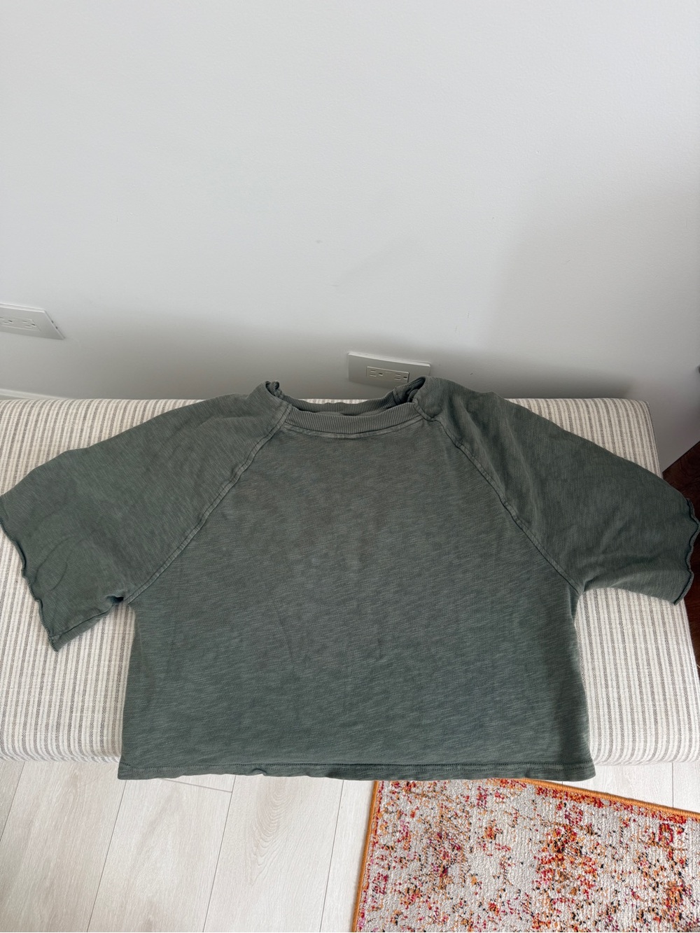 aerie olive green oversized knit slub short sleeve tee